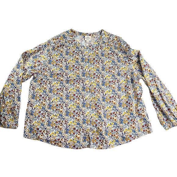 St John's Bay Button Blouse Woman's 3X Multi Color Floral Cotton/ Rayon Blend - Picture 1 of 12